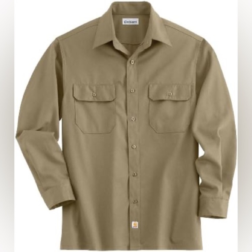 Carhartt Men's Big & Tall Twill Long Sleeve Relaxed Fit Work Shirt Button Front